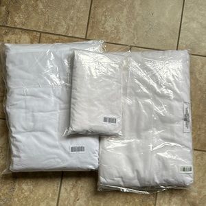 Brooklinen queen core set in haze and queen duvet cover + pillow cases in cream